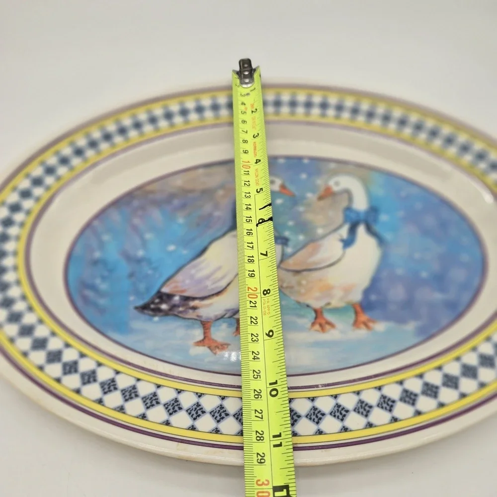 Melamine Ware Gourmet Design Goose Duck w/Ribbons Serving Platter Tray Vintage